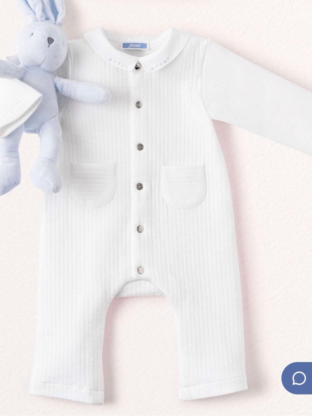 jacadi Paris,3M (50cm)/3M/M 60cm,59/40Classic White Ribbed Baby One-Piece,unisex
